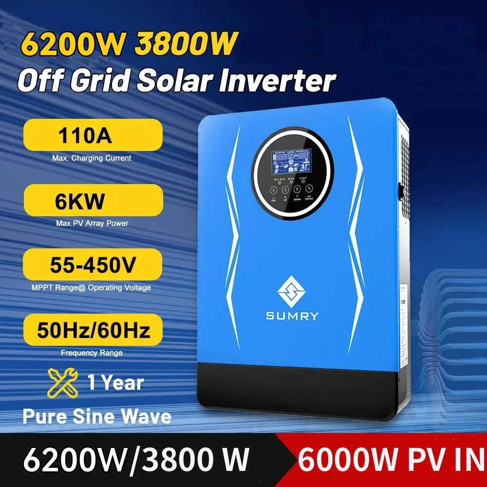 4200VA 3800W Hybrid solar inverter 24V 220VAC Built-in 110A MPPT Solar charger Pure Sine Wave Hybrid inverter