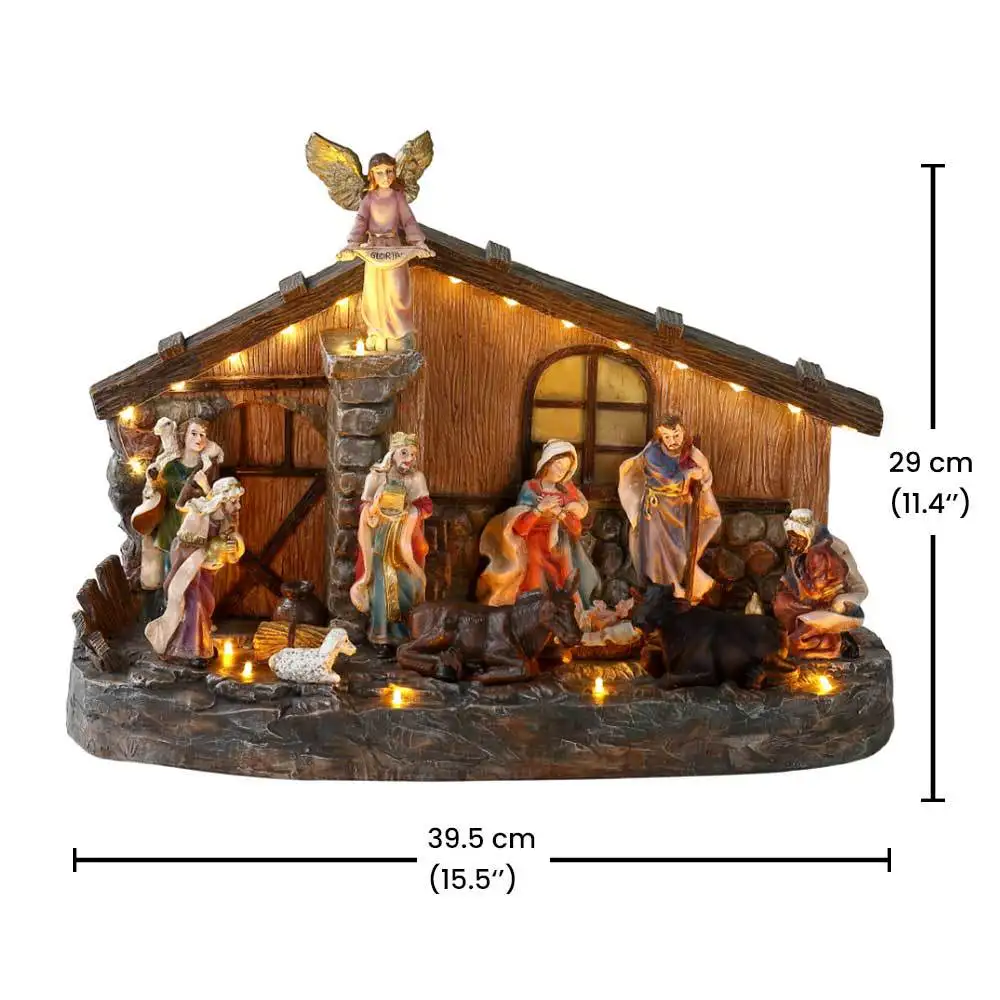 Holiday Gifts Nativity Glowing House Ornaments Crafts Window Ornaments