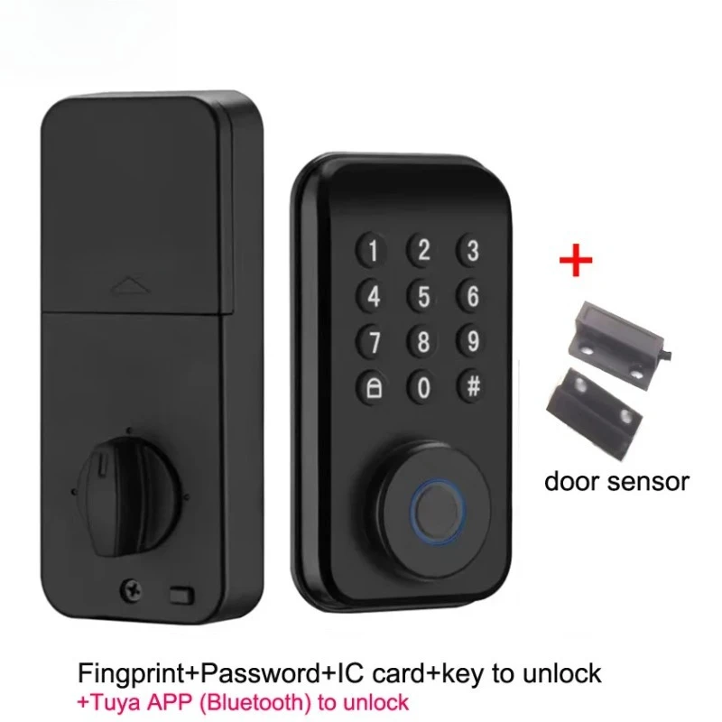 Waterproof Smart Deadbolt Lock WiFi Fingerprint Password Key Unlock with Door Sensor Work with Tuya APP