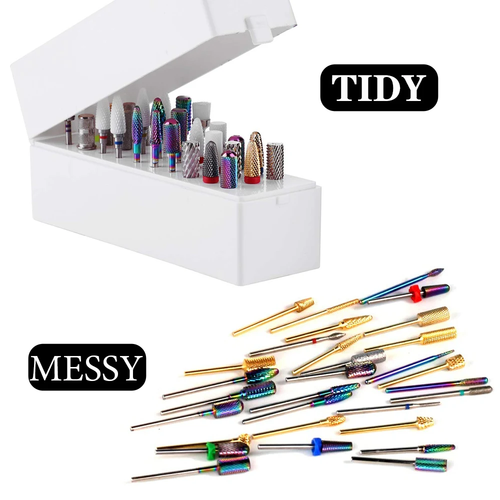 30 Holes Nail Drill Bits Holder Stand Manicure Container Milling Cutter Storage Box Acrylic Display Rack Nail Drill Accessories