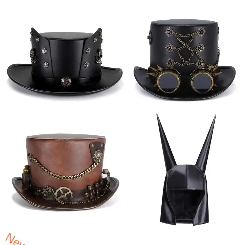 

Steampunk PU кожаная шляпа для костюмов на Хэллоуин и вечеринка для косплей Headwear для для взрослых и фестиваля мероприятия