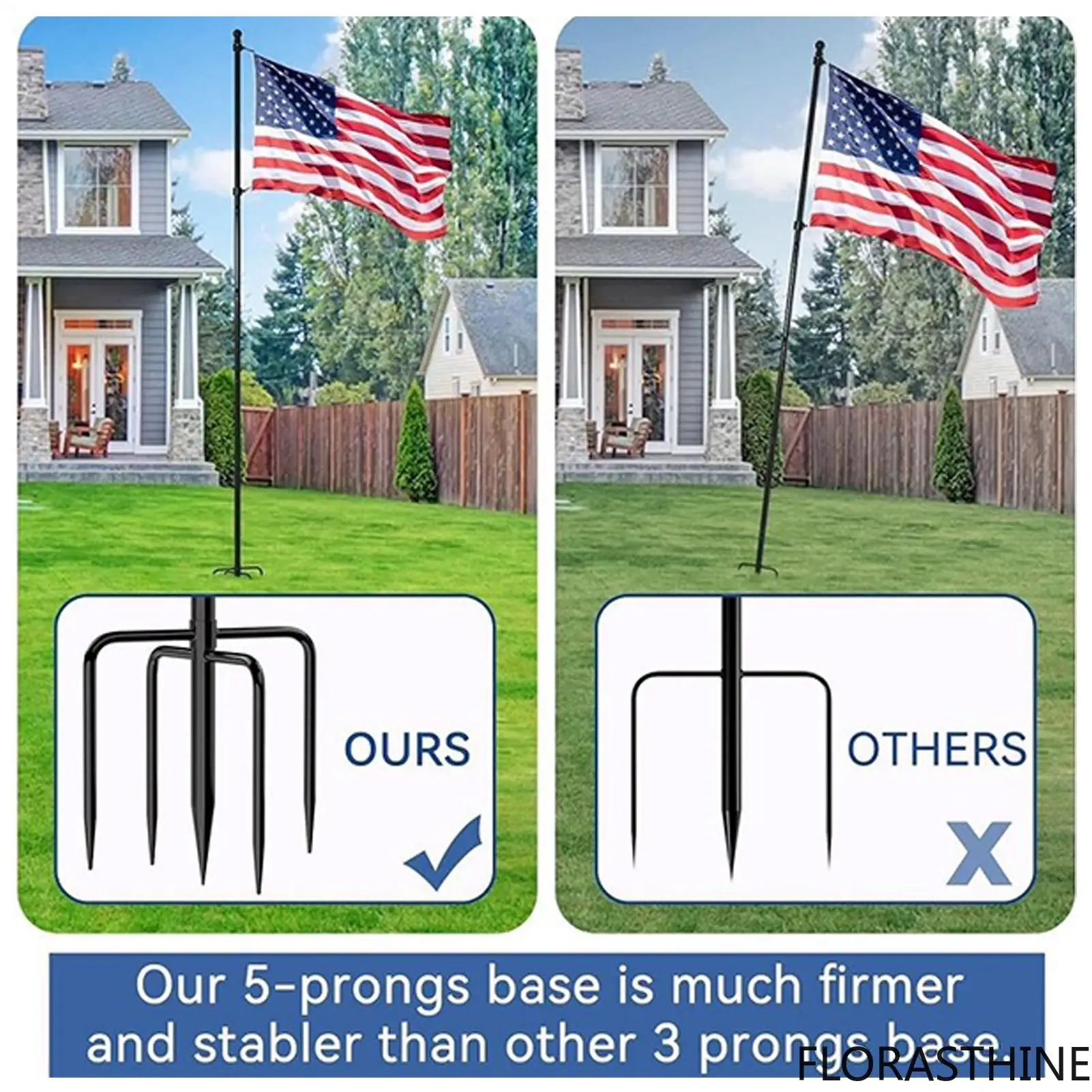 In Ground Flag Pole for Outside House Heavy Duty Flag Holder Pole Height Heavy Duty Residential Flagpole for Backyard Lawn Patio