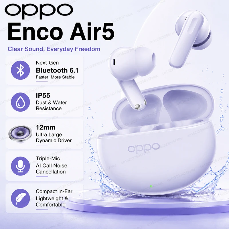 Original OPPO Enco Air 5 TWS Wireless Earphones Bluetooth 6.0 Dual MIC Stereo Noise Reduction Bass HIFI Touch Control Earbuds
