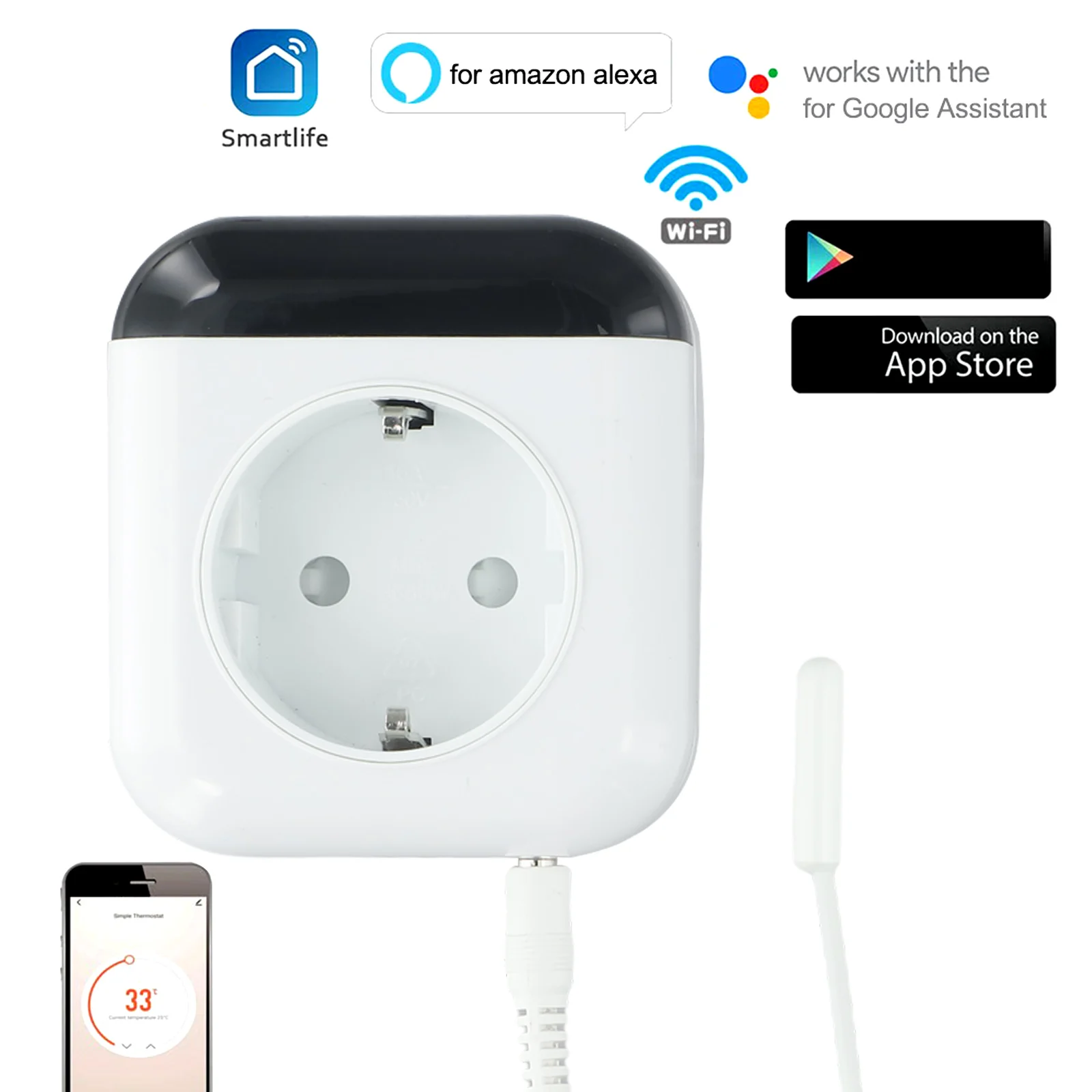 Système de Contrôle de Température Intelligent, 220V, Wifi, Capteur avec Application, Télécommande, Commande Vocale, Programmable sur 7 Jours, 260 ylique