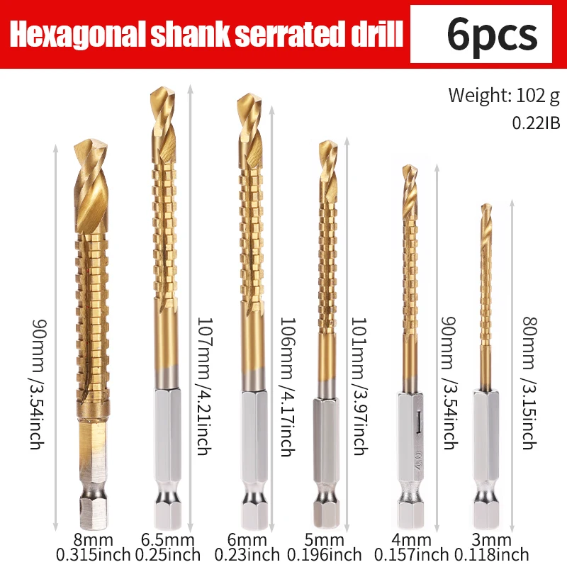 6Pcs Multifunctionele Boren Voor Hout Hex Shank Metalen Boor Set Titanium Vijzel Punch Gereedschap Hole Saw Kit professionele Boren