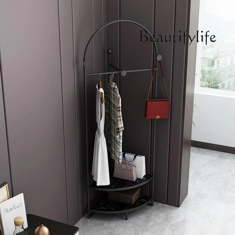 

Custom Nordic INS Bedroom Clothes Rack Floor-standing Home Bathroom Corner Light Luxury Double Rod Coat Rack