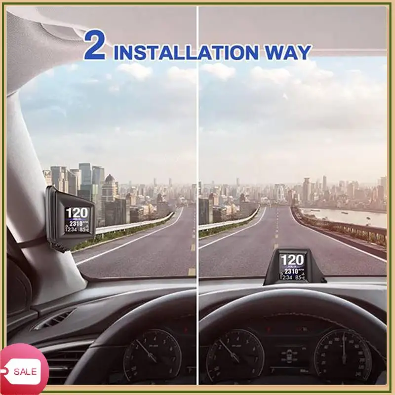 

Car Head Up Display, A-Pillar HUD OBDII & GPS Dual System, Speed, RPM, Overspeed Warning, Multi-Function HUD Gadget Parts