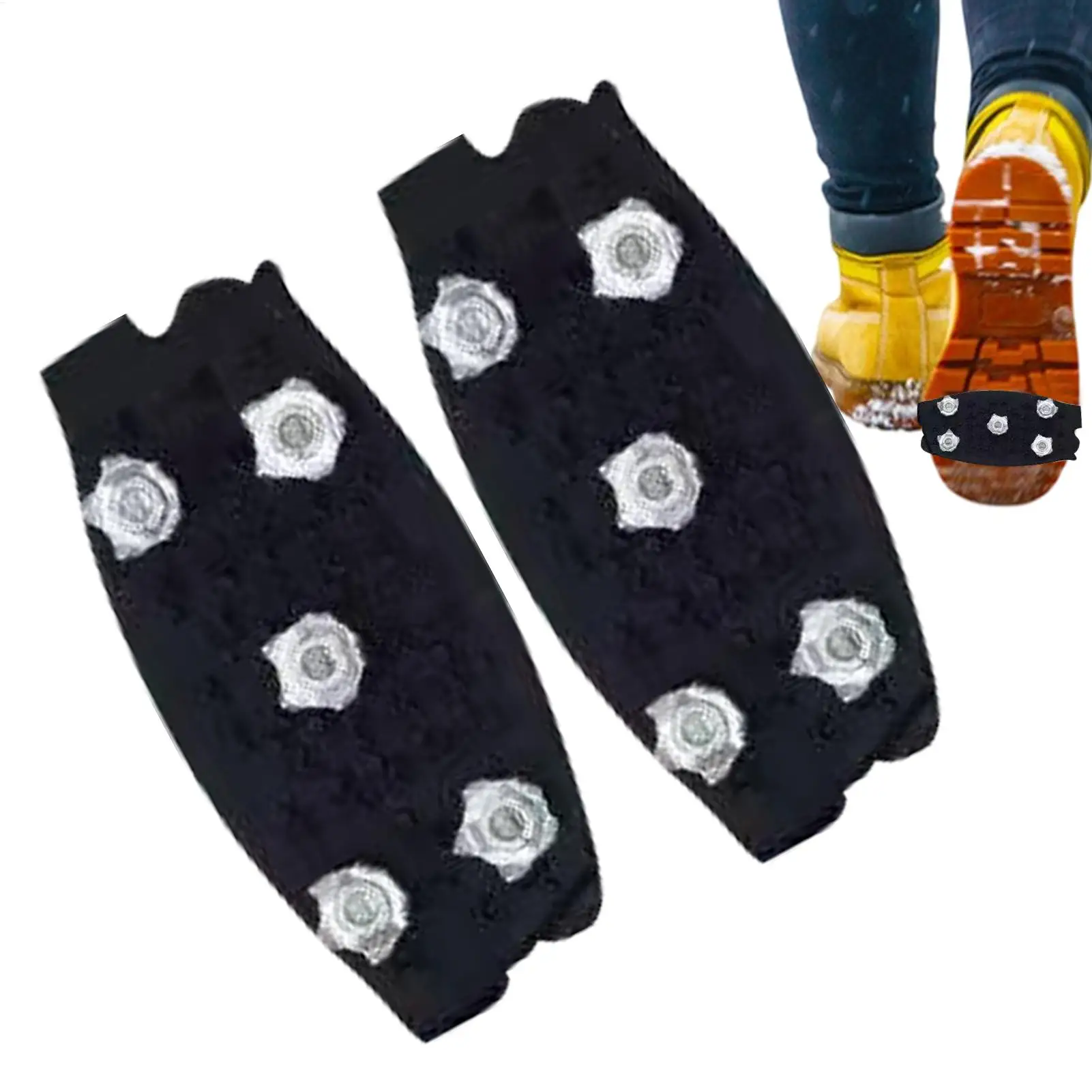 5-Zahn-Eisgriffe für Schuhe, Steigeisen, Eis-Traktionskramponen zum Wandern, Klettern, Skifahren, Camping und Reisen