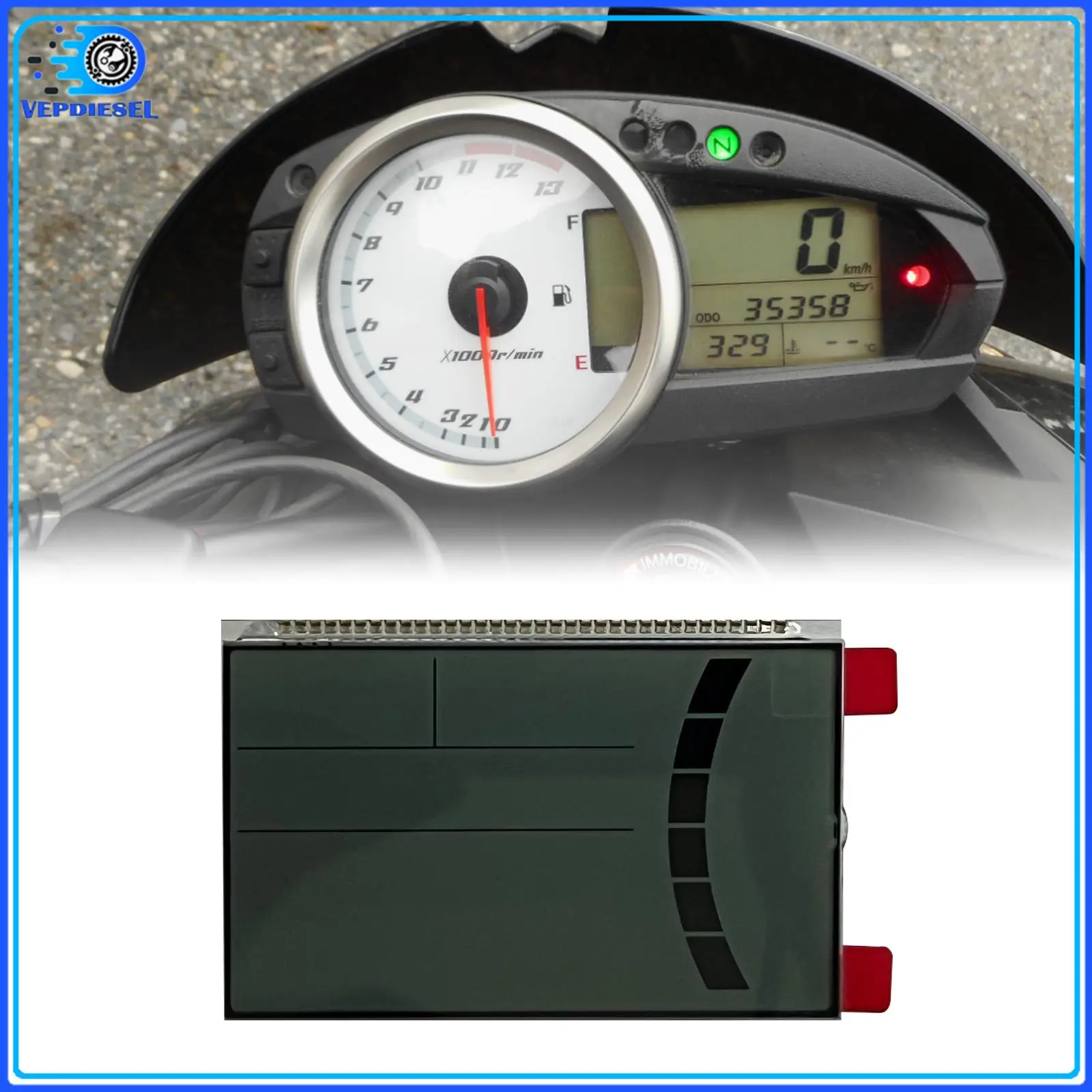 

1 шт., дисплей счетчика мотоцикла для Kawasaki Z1000 Z750 ZX6R 636 2007-2012, спидометр, ЖК-экран, автозапчасти