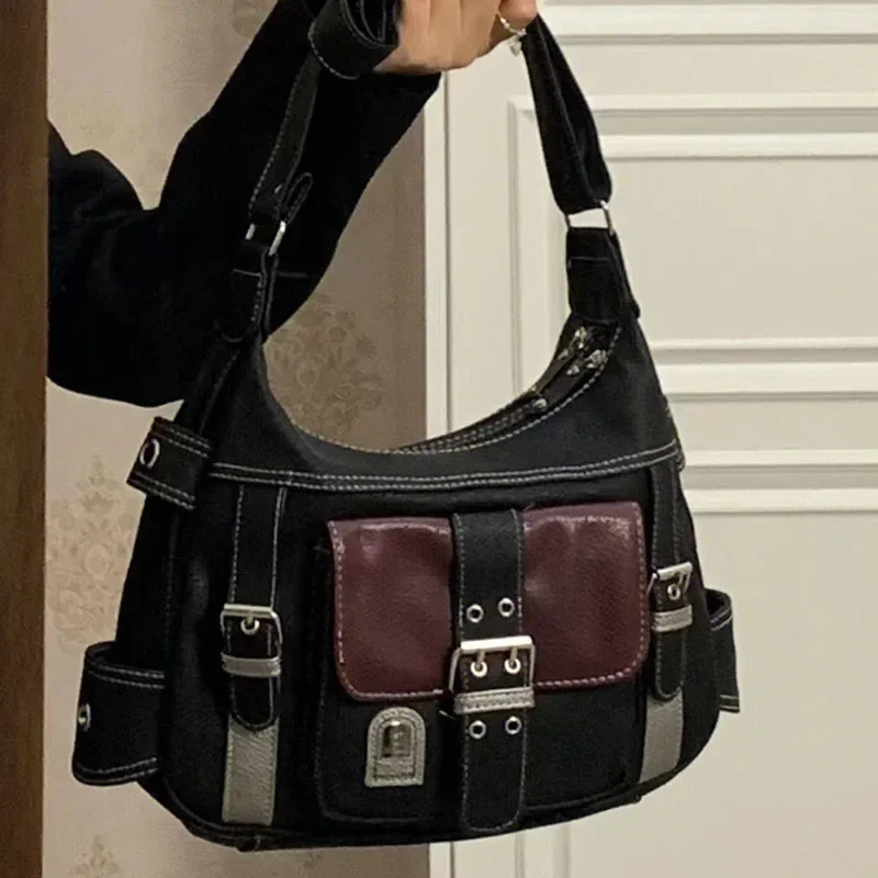 Borse a tracolla Patchwork per donna borsa a tracolla in morbida pelle Pu Shopping quotidiano borsa a tracolla Street Cool Gilrs borsa per ascelle