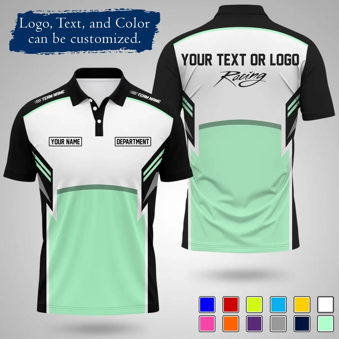 Men Custom Racing Polo Shirt With Modern Color Block Design Personalized Team Name Breathable Jersey For Team Polo Customization