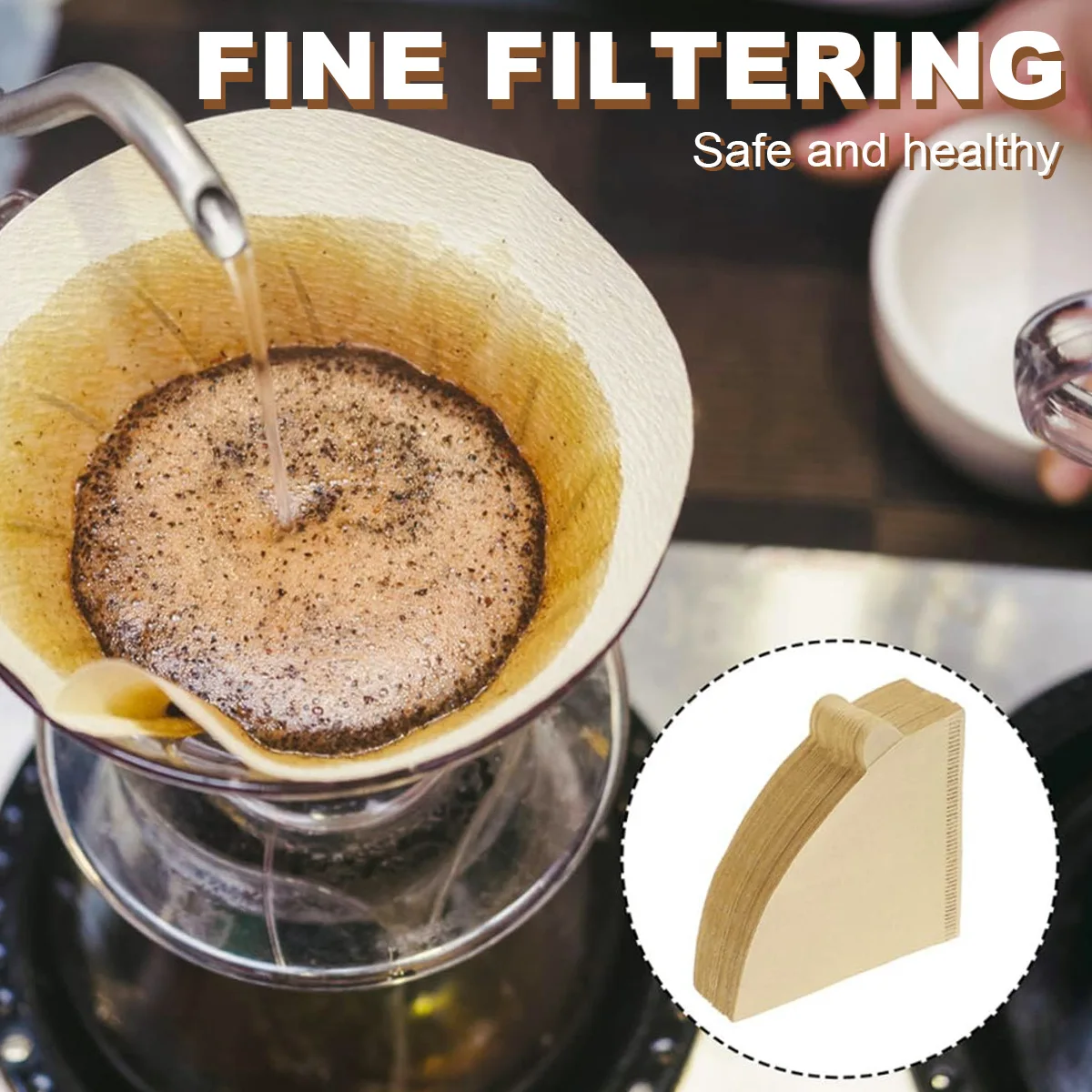 100/200 Count Cone Coffee Filters 1-2/1-4 Cups, Unbleached V01/V02 Disposable Paper for PDrip and Pour Over Coffee Maker