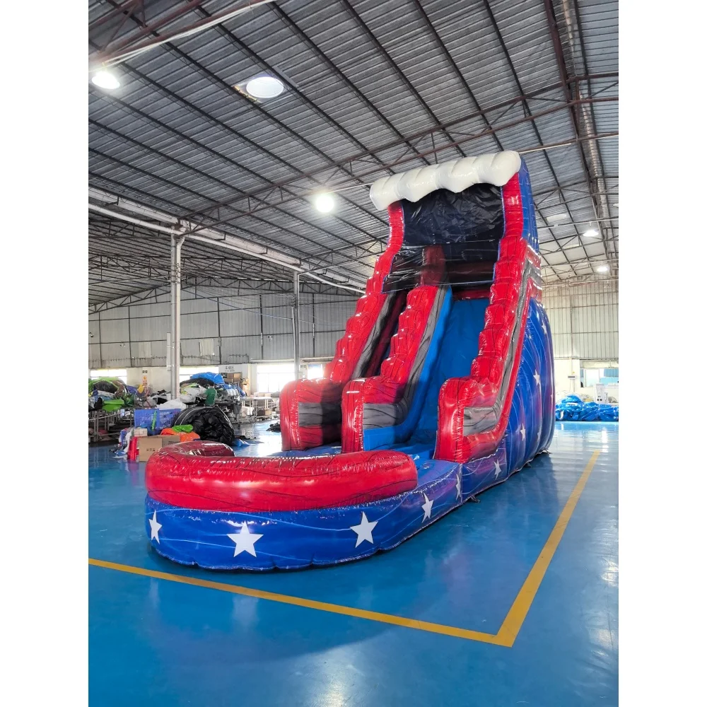 ！@New Design Double Lane Inflatable Water Slide for Kids Rental Business PVC Material Built-in Blower Custom Logo Multi-function