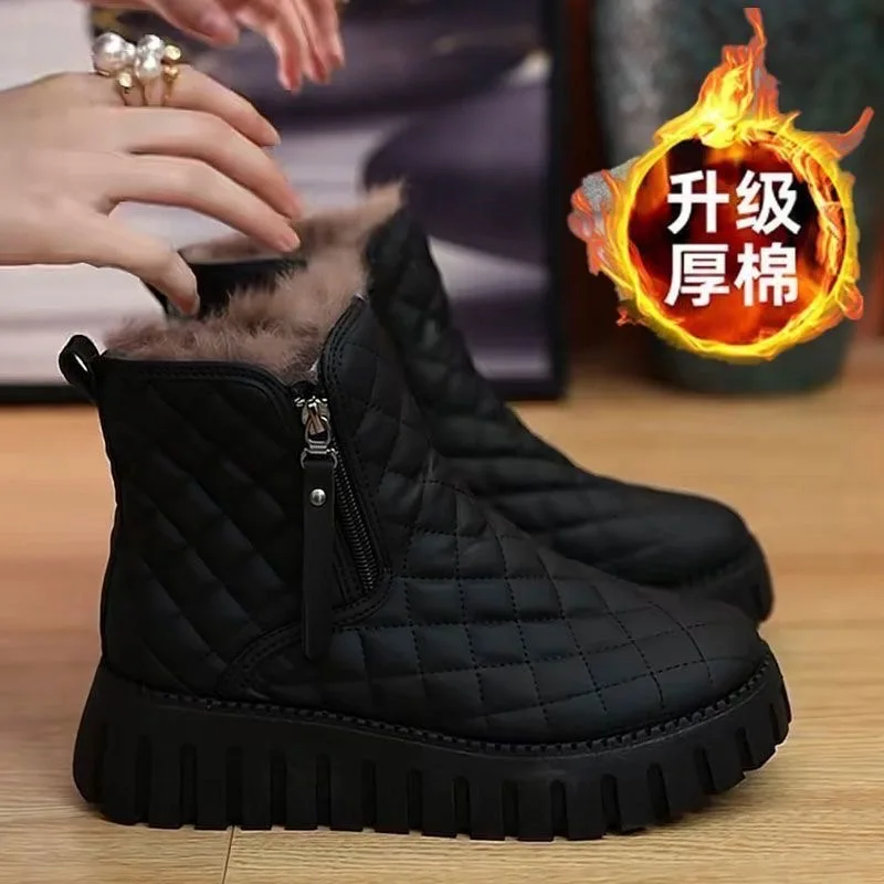 Women's Winter Snow Boots 2026 New Style Plush Lined Thick Bread Shoe Thick Sole Fashionable Warm Cotton Boot