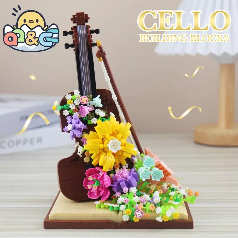 

Micro Violin Building Blocks Eternal Life Flower Bouquet Toy Ornament Decor Romantic Brick Creative Plant Series Toys for Kids