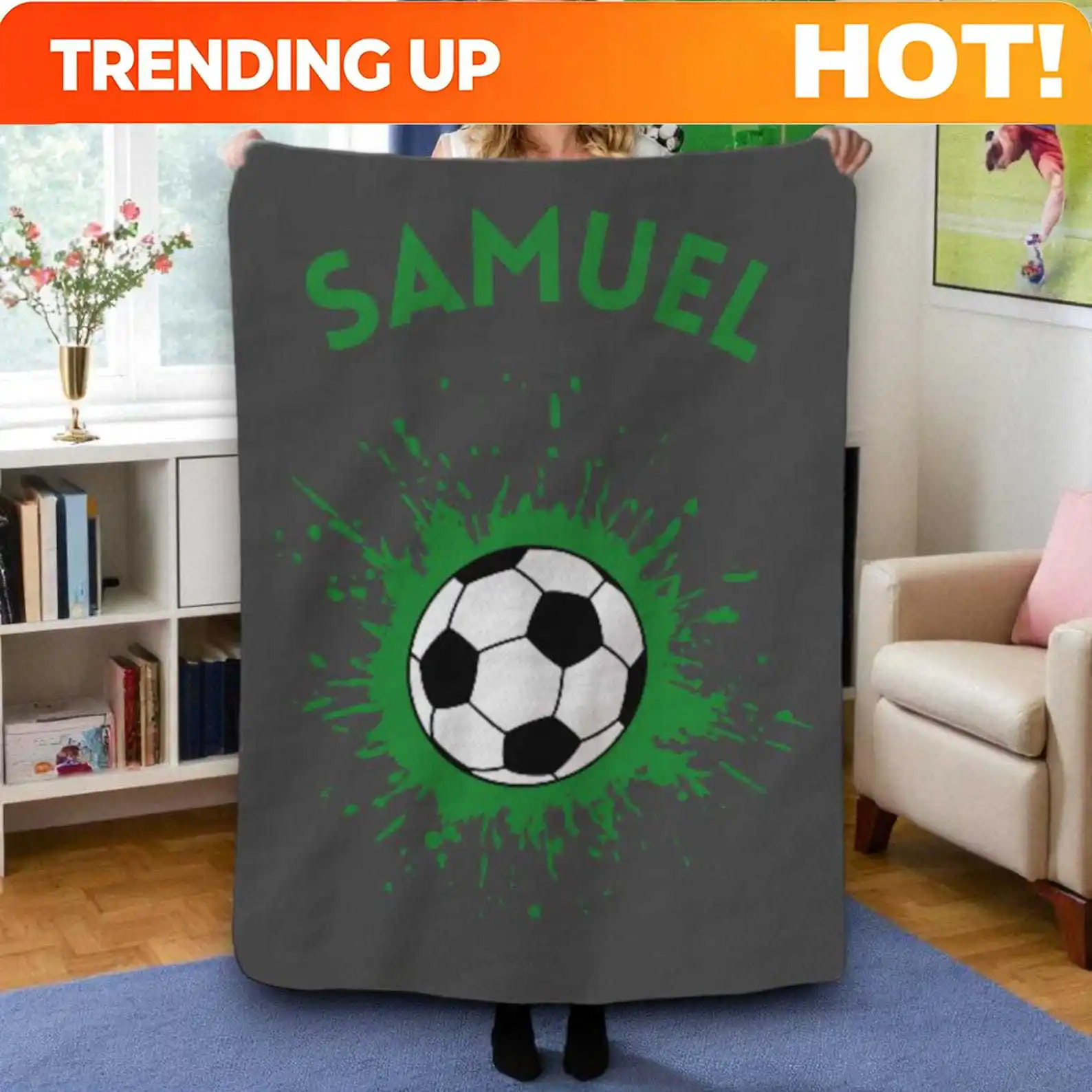 Customize Personalized football fleece blanket | Football gift with name | Ideal gift for little footballers | Fleece blanket in