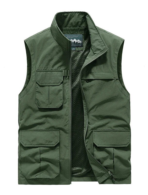 

Spring Summer Vest Mesh Men Camping Work Pockets Sleeveless Jacket Multi-pocket Man Jackets Coat Gilets Hunting Denim Padded Zip