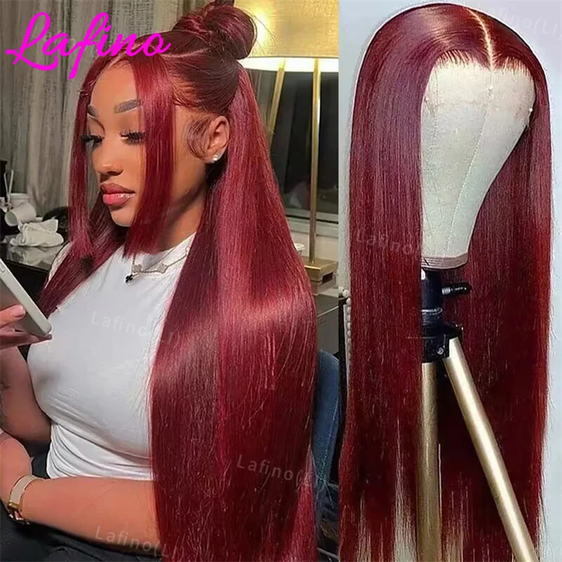 99J Burgundy 13x6 Hd Lace Frontal Human Hair Wig 30 Inch Red Wig Colored Straight 13x4 Hd Lace Frontal Wig Brazilian Wig On Sale