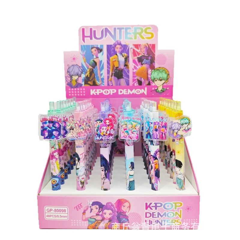 Pixiv 48 قطعة أنيمي K-Pop شيطان الصيادين المقرب هلام القلم الكرتون 0.5 الأسود الصحافة قلم توقيع طالب القرطاسية بالجملة #5