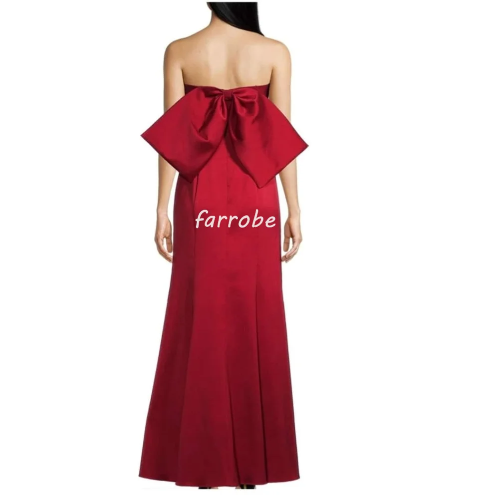 Customized Simple High Quality Pleat Bow A-line Strapless Long Dresses Bespoke Occasion Dresses Modern Style Sizes Available