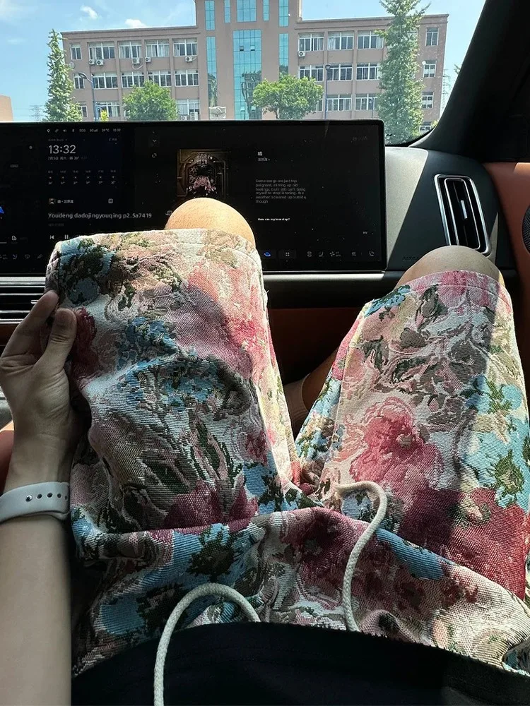 

Розовые гавайские вязаные шорты для мужчин, летние, для активного отдыха, модные, американского стиля, премиум-класса, трендовые, брендовые, длиной до колена.