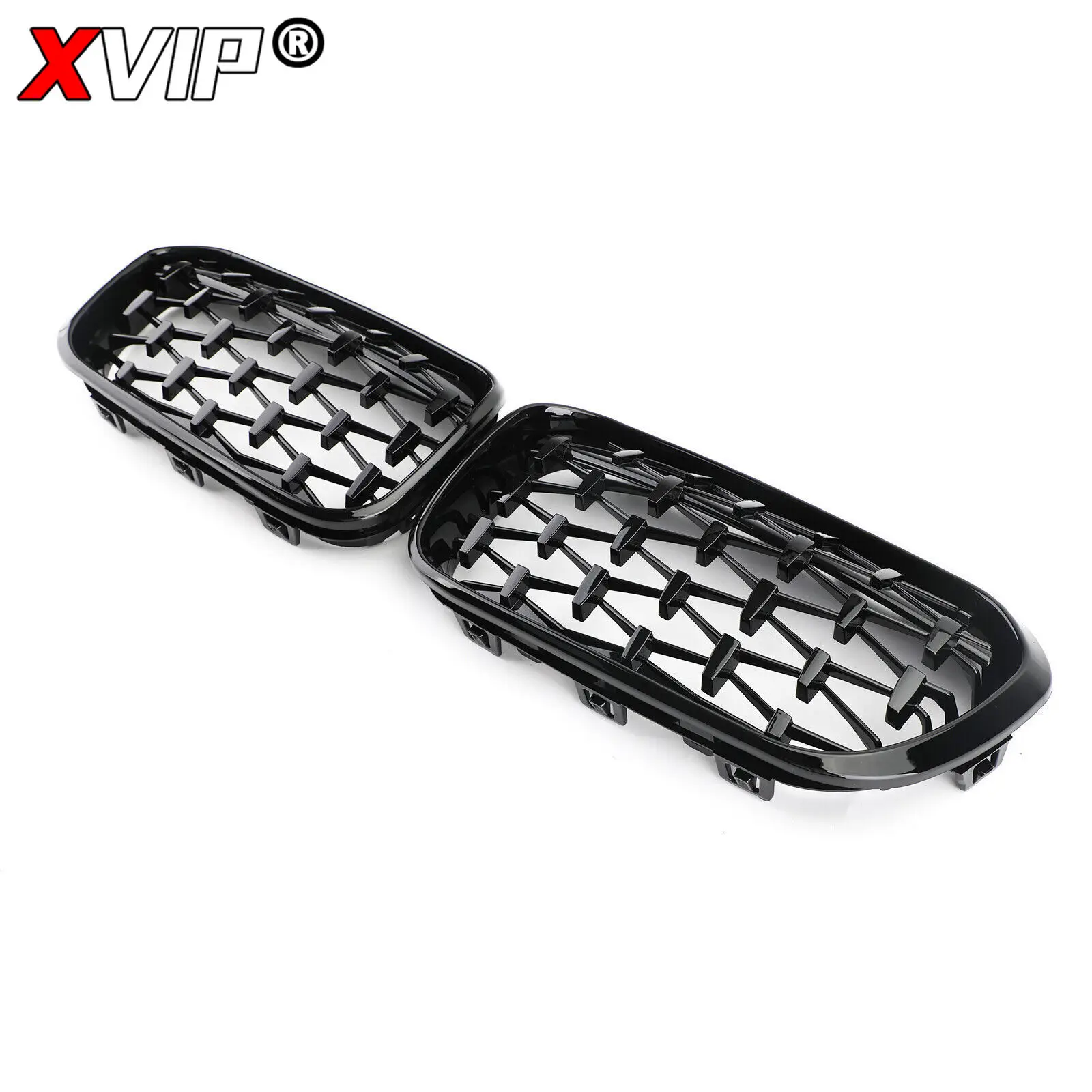 XVIP For BMW 1 Series F20 F21 116i 118i 2015-2019 Diamonds Style Grille Car Front Grill Kidney Grilles Gloss Black Racing Grille