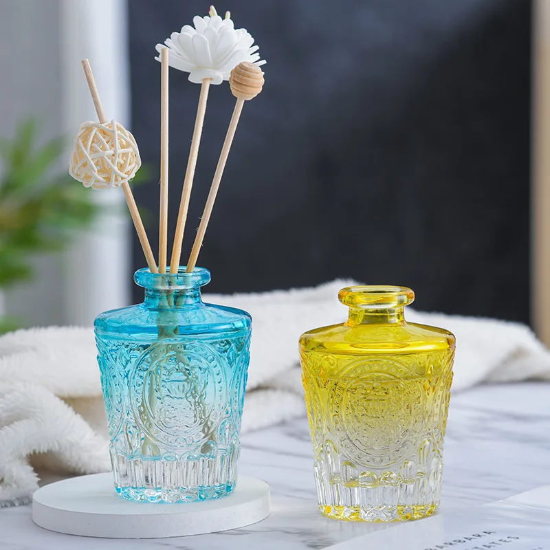 1PCS Nordic Colorful Rattan Sticks Volatile Bottle Aromatherapy Glass Empty Bottle Reed Diffuser Bottle For Aroma Oils