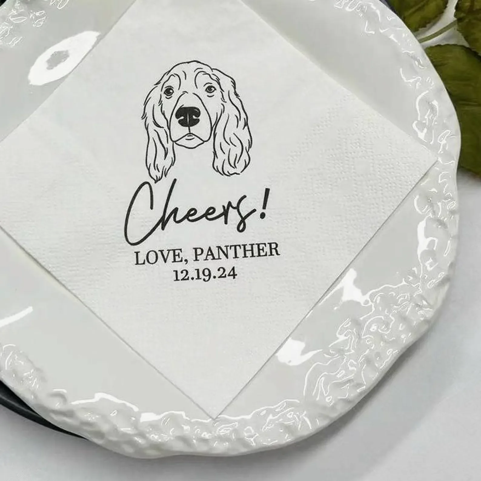 50pcs Personalized Dog Napkins, Custom Wedding Cocktail Napkins, Personal Illustrated Pet Portrait, Customized Party Napkins, Pe