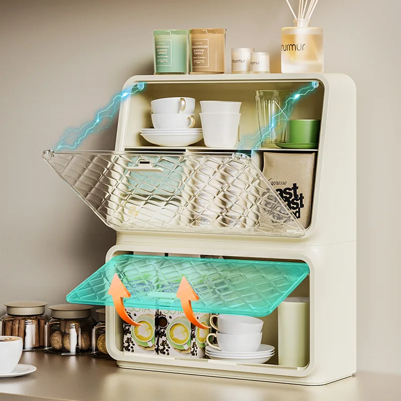 Dustproof Cup Storage Rack Desktop Tea Cup Storage Cabinet Household Kitchen Coffee Cup Mug Storage Box Office Bar Counter Shelf