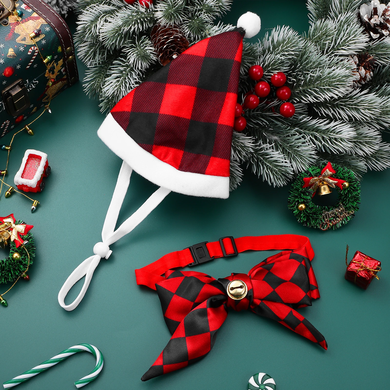 

Triangular Scarf Pet Christmas Hat Bow Tie Costume Pets Polyester Xmas Dog Funny