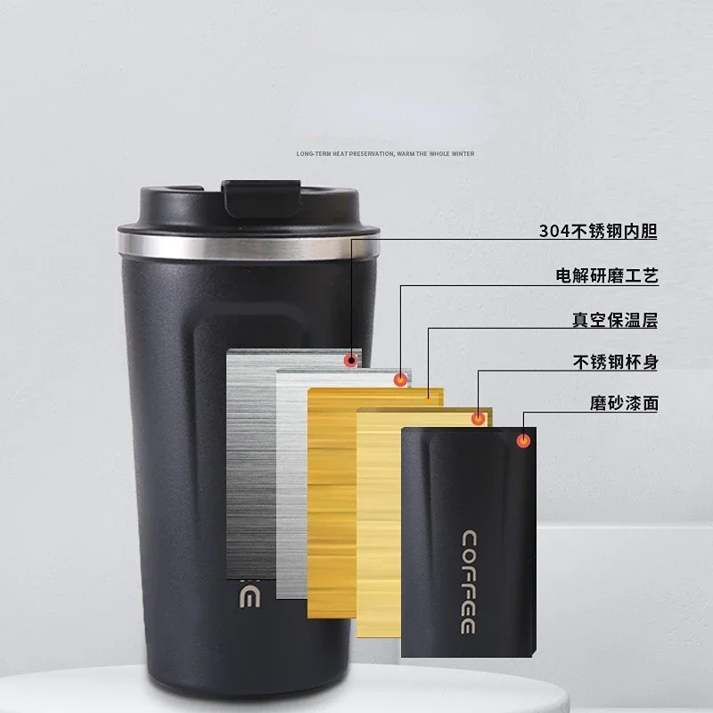 Stainless Steel Coffee Cup 380/510ML Thermos Mug Leak-Proof Thermos Travel Thermal Vacuum Flask Insulated Cup Water Bottle