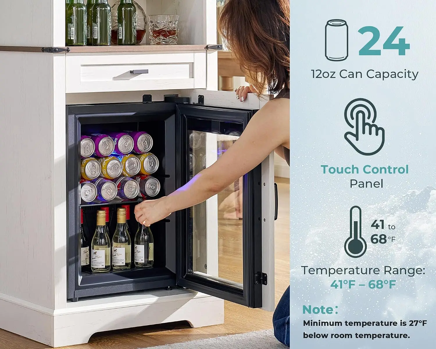 69" Coffee Bar Cabinet with Mini Fridge Storage, Tall Kitchen & Living Room Organizer, Customized - view 4
