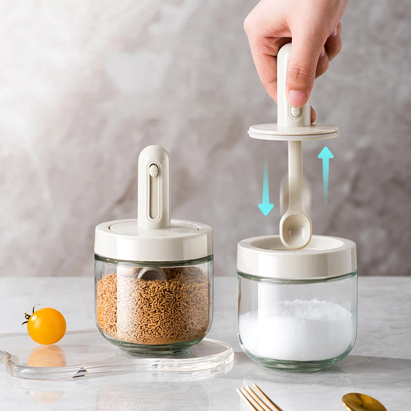

1pcs Glass Seasoning Spoon Bottle Kitchen Oil Pot Oil Bottle Condiment Jar Container Spice Jar Kitchen Spice Storage Jar