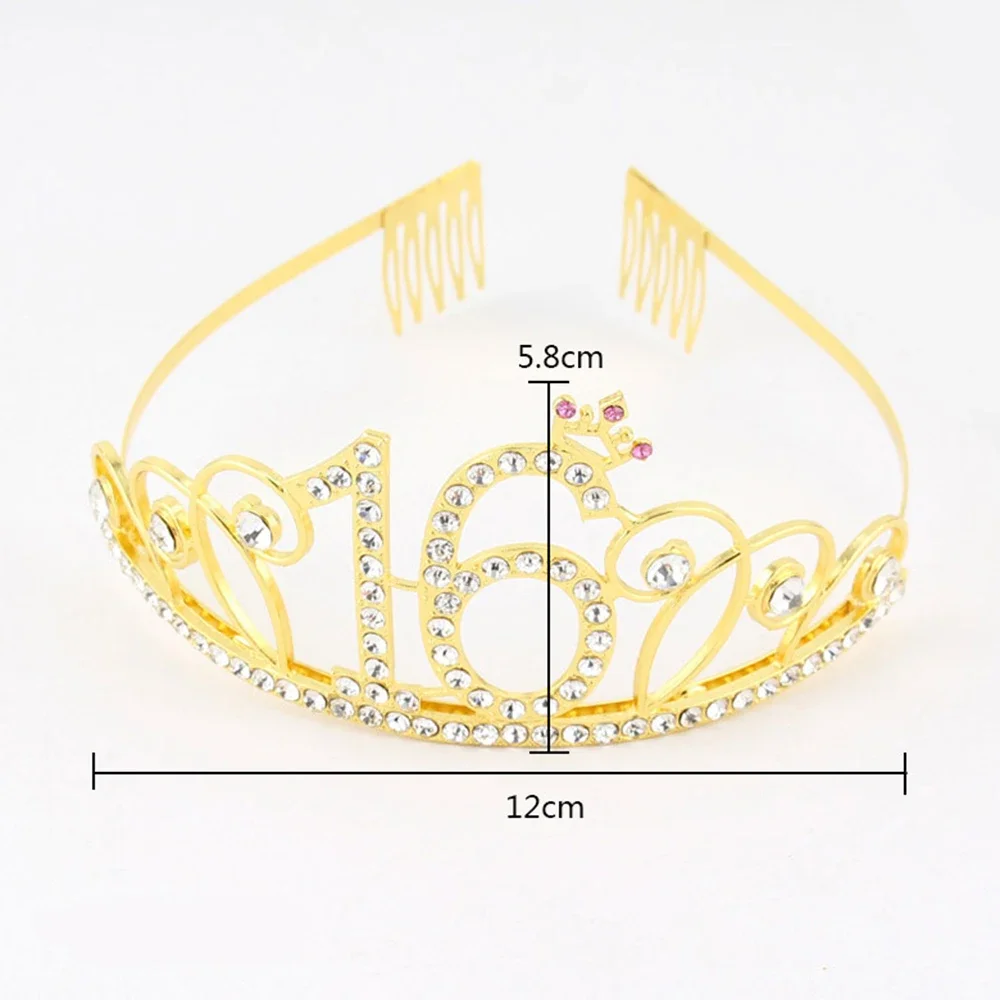 Metal Crown Headband Princess Hairband Birthday Tiara Decor Wedding Women Anniversary Party Decorations 16th 18th 21th 30th 40th