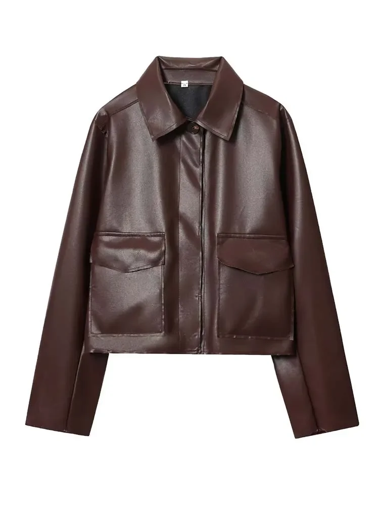 

2025 женская кожаная куртка, осень-зима, новые модные женские куртки на молнии с длинными рукавами, женские уличные элегантные короткие пальто