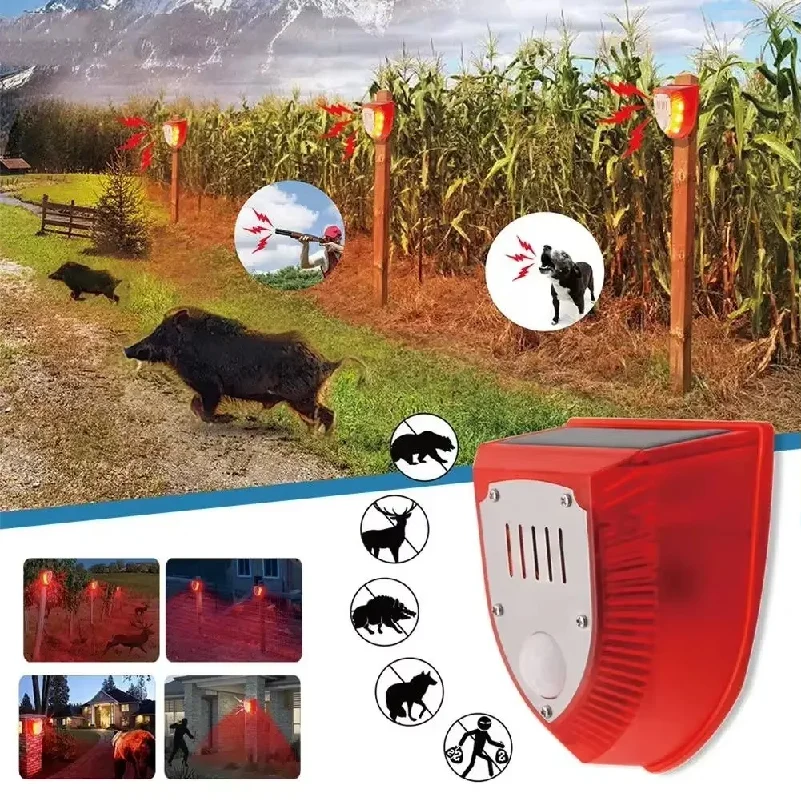 2pcs Solar Alarm Light IP65 Waterproof Motion Sensor Alarm Lamp Outdoor Garden Dog Barking Animal Driver SecurityFor Farm Yard