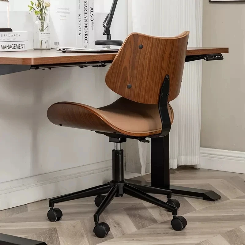 Office chair, simple computer chair, light luxury, solid wood, comfortable, sedentary, simple, adjustable swivel chair, study ch