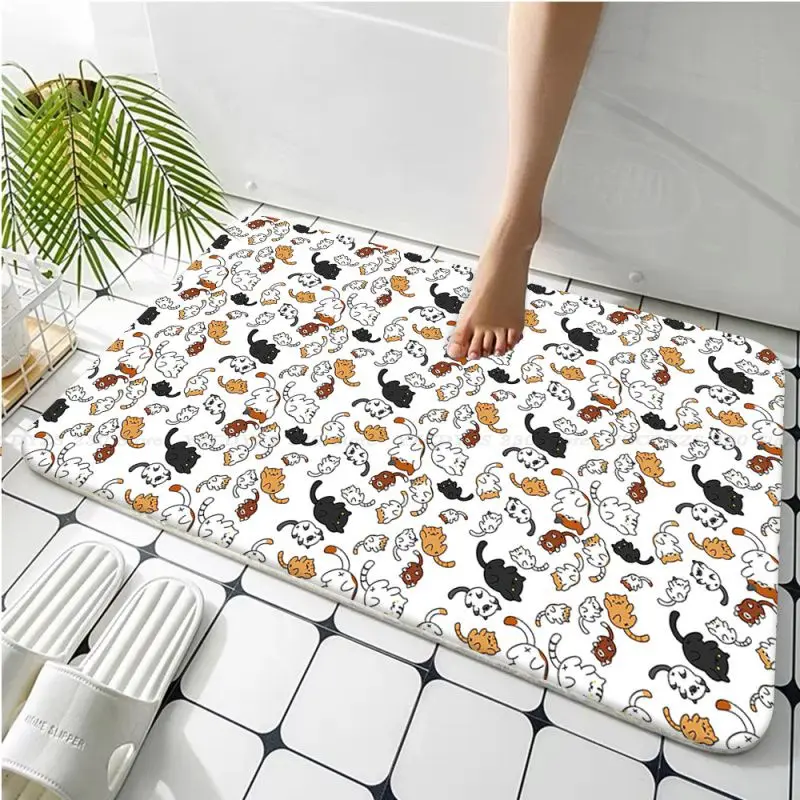 Cartoon Cat Printed Entrance Door Mat Cheaper Anti-slip Modern Living Room Balcony Printed Toilet Rug