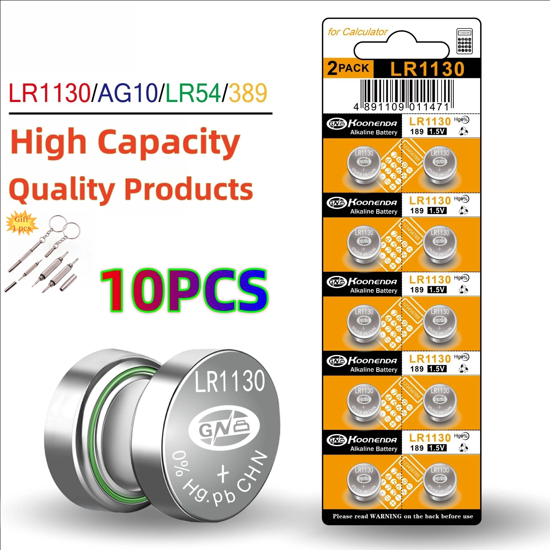 10Pcs AG10 LR1130 Batteries 389A LR54 L1131 SR1130 1.55v High Capacity Button Cell Coin Battery for Watches Calculators Lasers