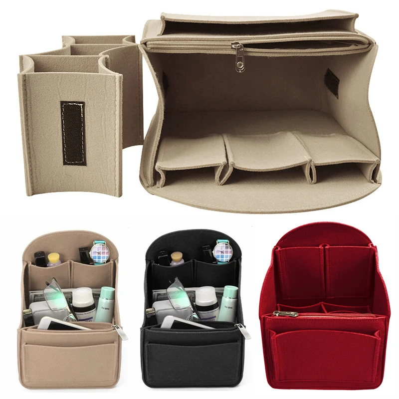 

Insert Makeup Bag Organizer Felt Insert Bag for Handbag Travel Inner Purse Portable Cosmetic Bags Fit Various Women Backpack Bag