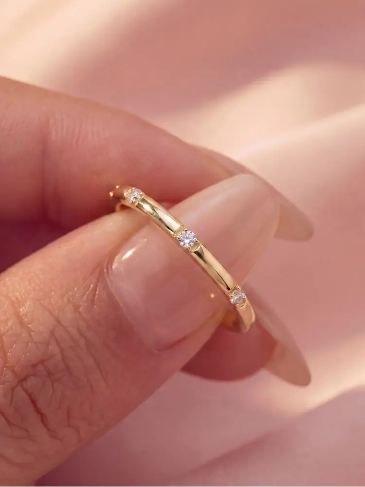 Simply Round Golden Plain Colored Zircon Thin Ring For Women Daily Wear Party Wedding Anniversary Gift Creativity Trendy Jewelry