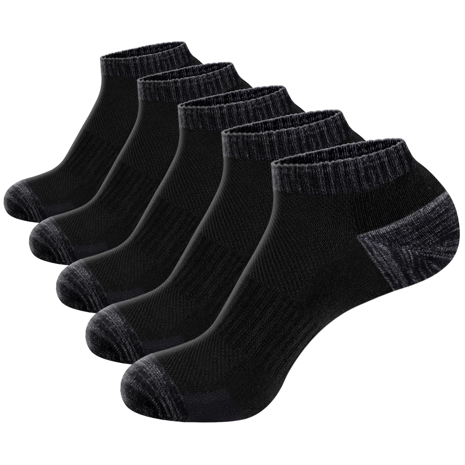 

YUEDGE 5 Pairs Mens and Womens Bamboo Trainer Socks Breathable Low Cut Daily Ankle Socks Sneaker Socks Black White