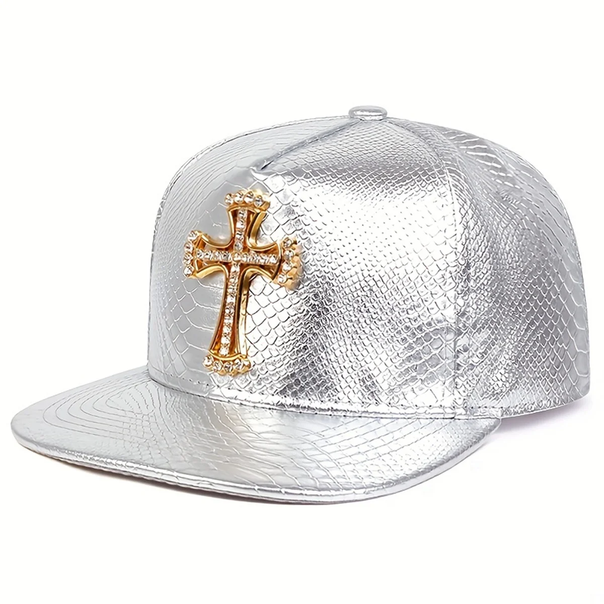 Unisex Cross Label Python patterned Leather Hip-hop Hats Spring Autumn Outdoor Adjustable Casual Baseball Caps Sunscreen Hat