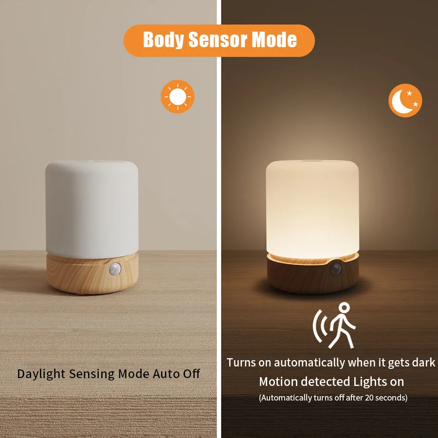 Portátil LED Touch Light com Controle do Sensor, USB Alimentado, Mudança de Cor, Lâmpada Atmosfera, Cabeceira, Quarto, Sala