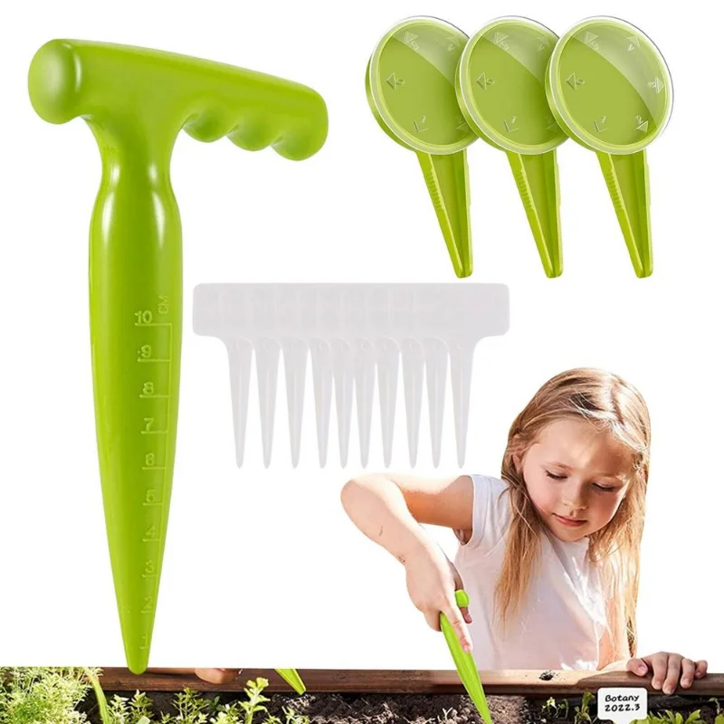 

1/4File Adjustable Plant Seed Sower Planter Hand Held Flower Grass Plant Seeder Garden Multifunction Seeding Dispenser Package