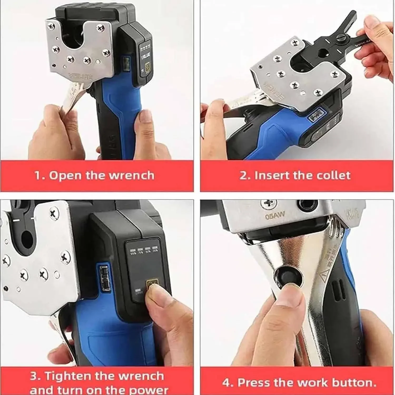 Cordless Pipe Tube Expander Tool 1/4”-3/4” Electric Flaring Tool Kit Lithium Battery for Soft Copper Aluminum Brass Pipe