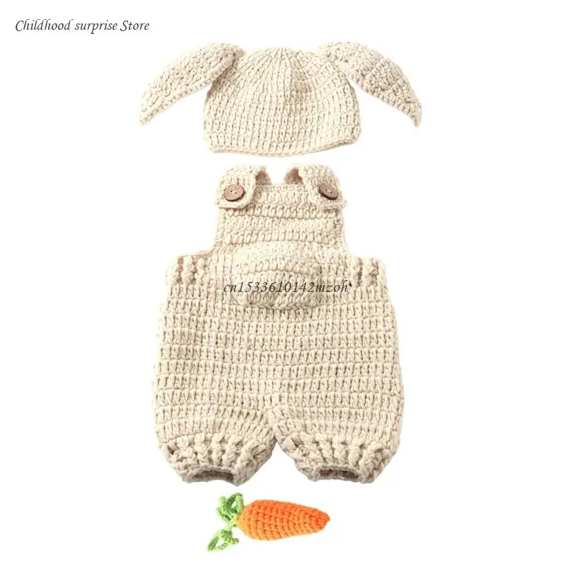 Newborn Photography Props Set Baby Romper with Lovely Hat & Radish Toy set Gift Dropship