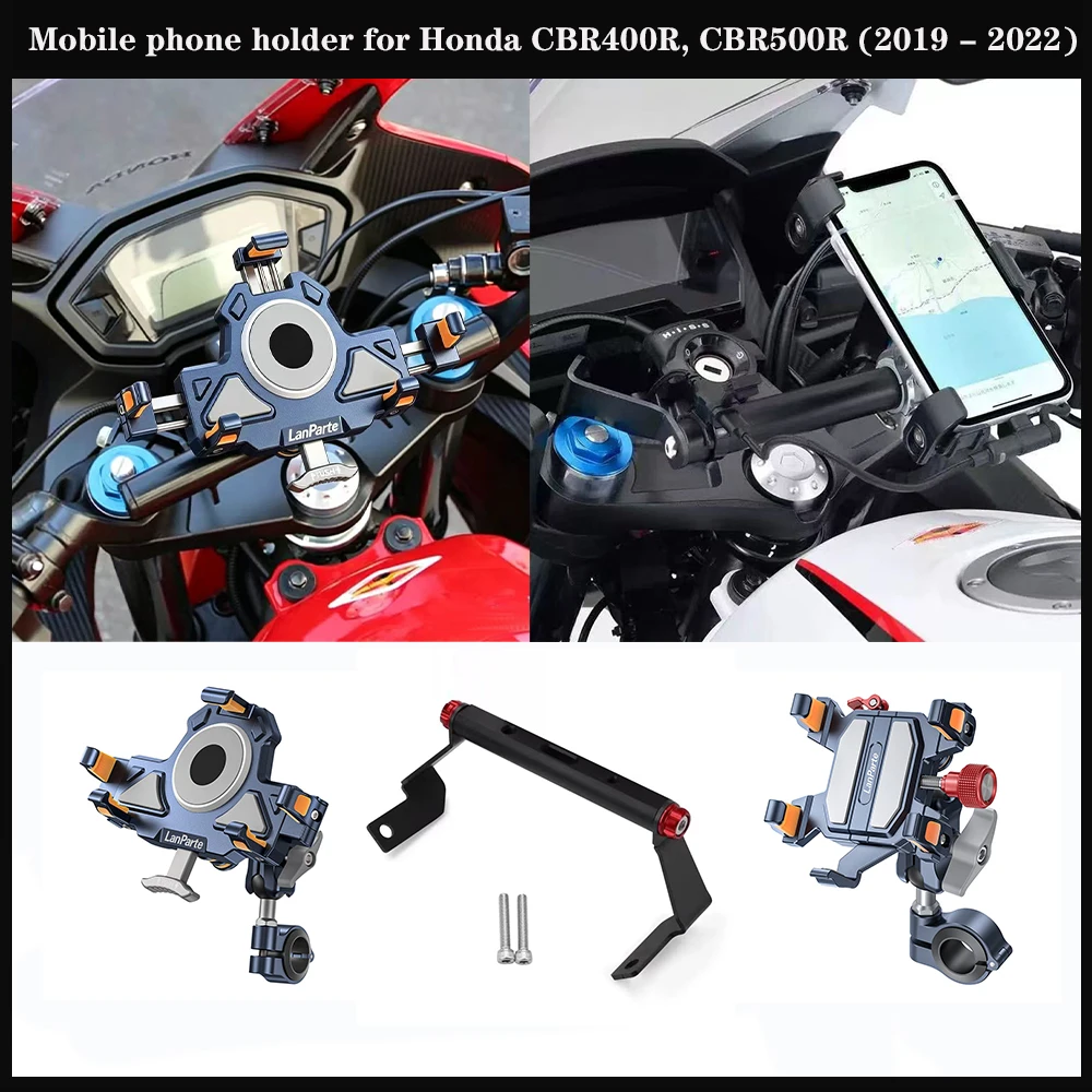 

GPS Mobile phone stand For Honda CBR400R, CBR500R (2019-2025) Aluminum shock-absorbing, 360° adjustable metal navigation stand