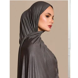 Bufanda clásica de Jersey Hijabs, bufandas lisas de Color sólido, pañuelo para la cabeza estilo para mujer