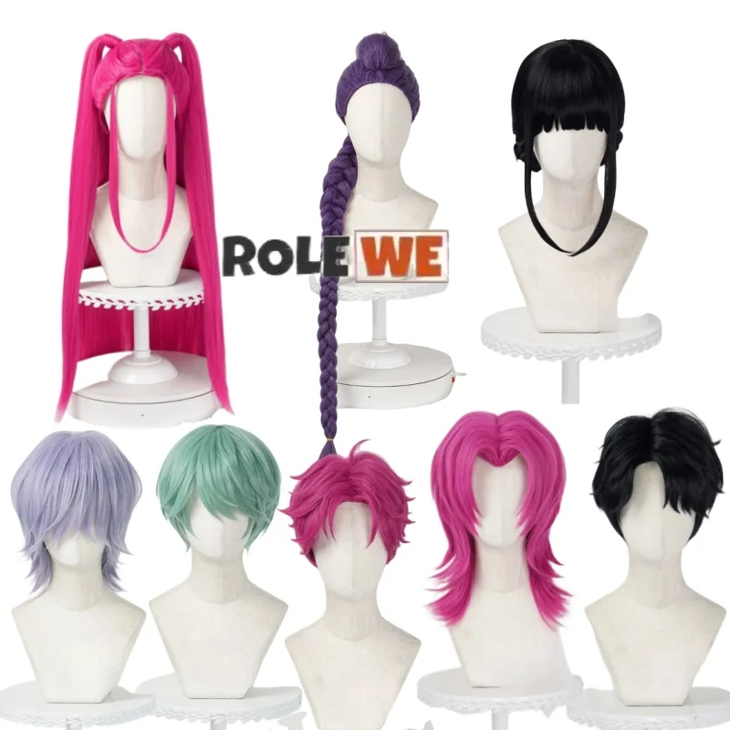 

Mira Rumi Zoey Saja Boys Jinu Baby Abby Mystery Romance Wig Kpop Demon Hunters Косплей Бесплатная шапка для парика Хэллоуин Костюм Реквизит